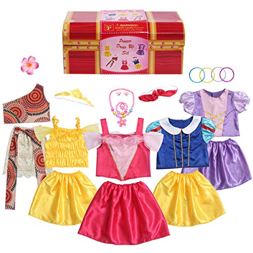 Product Cover BiBiblack Girls Princess Costume Dress up Trunk for Kids Ages 3-6 Years (3-6 Years- Girls Dress up Trunk) Pink