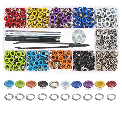 Product Cover Multi-Color Grommets Kit 400 Sets 3/16 Inch, Lynda Metal Eyelets with 4 Pieces Installation Tools for Craft Making, Repair and Decoration.