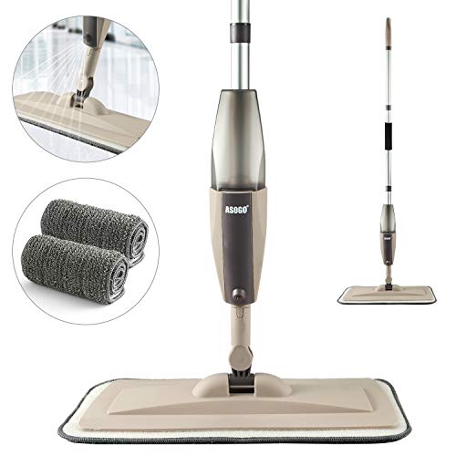 Product Cover Spray Mop for Floor Cleaning, Floor Mop with a Refillable Spray Bottle and 2 Washable Pads, Flat Mop for Home Kitchen Hardwood Laminate Wood Ceramic Tiles Floor Cleaning (2 Pack Mop Pads)