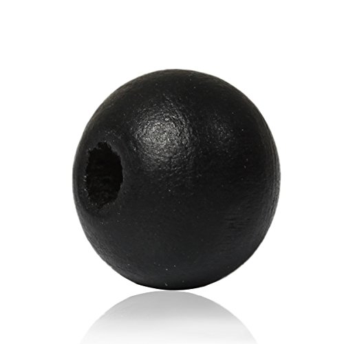Product Cover 1000 Painted Black Round Wood Beads 8mm or 3/8 Inch Wood Beads with 2mm Hole