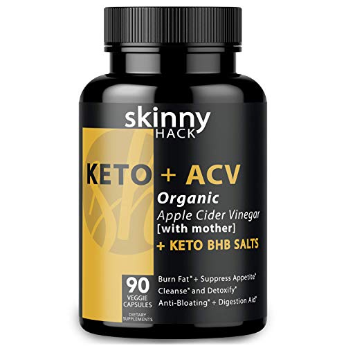 Product Cover Organic Apple Cider Vinegar Capsules with Mother + Keto BHB Salts - Raw ACV + Keto Pills for Weight Loss, Appetite Suppression and Detox (90 Vegan Diet Pills for Women and Men)
