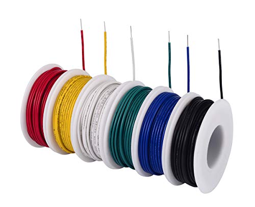 Product Cover TUOFENG 24 awg Solid Wire-Solid Wire Kit-6 different colored 30 Feet spools 24 gauge Jumper Wire -Hook up Wire Kit