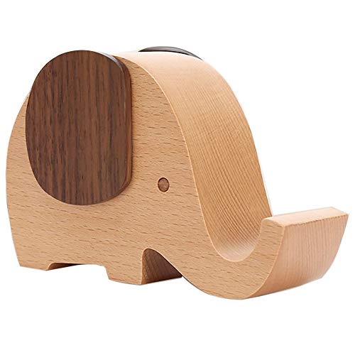 Product Cover NEOYARDE Phone Stand, Wood Elephant Shaped Cell Phone Stand with Pen Holder Container Desk Organizer Decoration Accessories