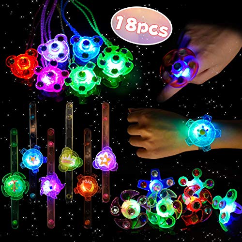 Product Cover LEEHUR Light Up LED Kids Birthday Party Favors 18pcs Glow in The Dark Party Supplies Glowing Toys Bling Flashing Ring Necklace Bracelet Girl Class Prize Christmas Stocking Stuffers Easter Goodies Bag