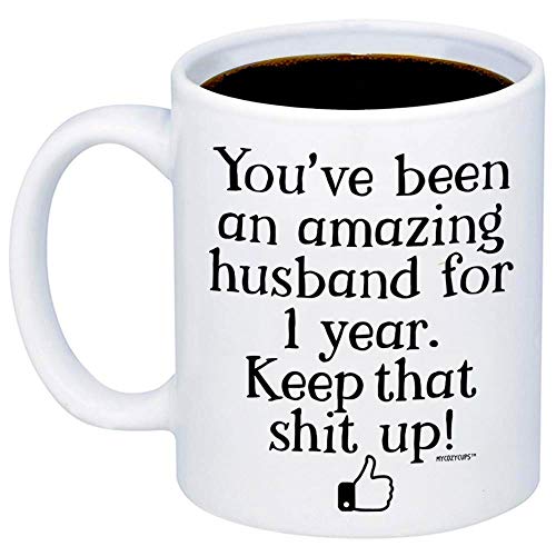 Product Cover MyCozyCups 1 Year Anniversary Gift For Husband - You've Been An Amazing Husband Coffee Mug - Funny 11oz Novelty Cup For Partner, Couple, Soulmate, Men, Hubby, Him - 1st One Year Anniversary Surprise