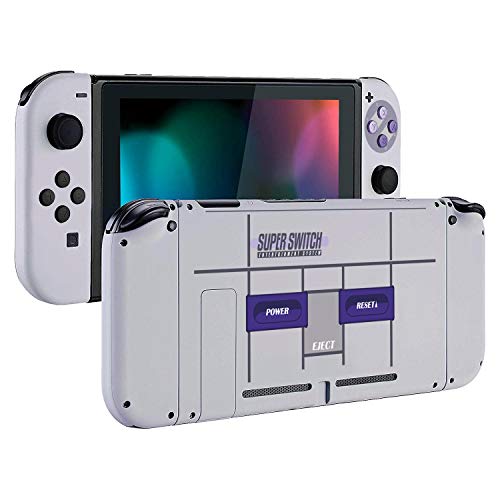 Product Cover BASSTOP DIY Replacement Housing Shell Case Set for Switch NS NX Console and Right Left Switch Joy-Con Controller Without Electronics (Set-SNES)