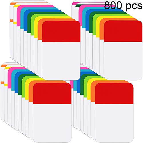 Product Cover 800 Pieces File Tabs Sticky Index Tabs, Writable and Repositionable Filing Tabs Flags for Pages or Book Markers, Reading Notes, Classify Files, 40 Sets (12 Colors, 1 Inch)