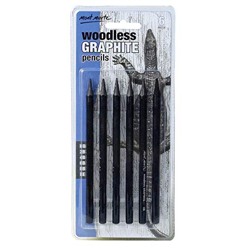 Product Cover Mont Marte Woodless Graphite Pencils 6 Piece (HB, 2B, 4B, 6B, 8B and EE), Suitable for Sketching, Drawing and Shading