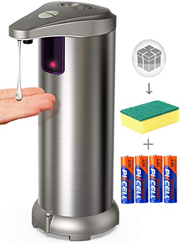 Product Cover Apanage Soap Dispenser, Touchless Automatic Soap Dispenser Equipped Stainless Steel w/Infrared Motion Sensor Upgraded Waterproof Base for Bathroom & Kitchen(Free 4 AAA Battery +1 Cleaning Sponge)