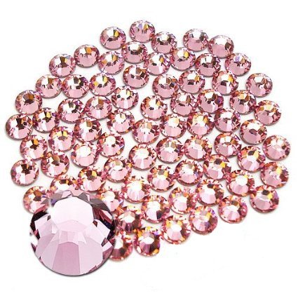 Product Cover Jollin Glue Fix Flatback Rhinestones Glass Diamantes Gems for Nail Art Crafts Decorations Clothes Shoes(SS16 1440pcs, Pink)