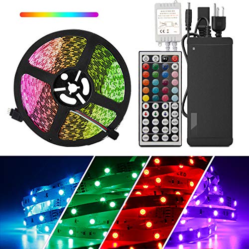 Product Cover BINZET LED Strip Light 32.8ft RGB SMD 5050 LED Rope Lighting Color Changing Full Kit with 44-Keys IR Remote Controller & Power Supply Led Strip Lights for Home Kitchen Bedroom Decoration