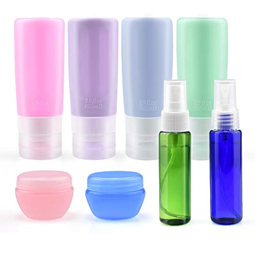 Product Cover Travel Bottles Set TSA Approved, INSMART Leakproof Silicone Travel Containers, Squeezable 2.9oz Travel Bottles & Accessories for Cosmetic Shampoo Conditioner Lotion Soap Liquids Toiletries (8 Pack)