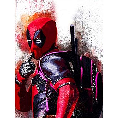 Product Cover DIY 5D Full Drill Diamond Painting Kits for Adults Kids, Crystal Rhinestone Diamond Embroidery Paintings Arts Craft Home Wall Decor (Deadpool, 12x 16Inch)