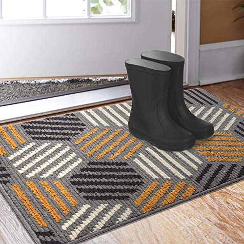 Product Cover Color&Geometry Doormat, Indoor Outdoor Waterproof, Non Slip Washable Quickly Absorb Moisture and Resist Dirt Rugs(24