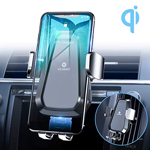 Product Cover VICSEED Wireless Car Charger Mount, 3rd Generation Qi Fast Charging Auto-Clamping Car Mount, CD Slot Air Vent Car Phone Holder for iPhone 11 Pro Max Xs Xr X 8 Plus Samsung Galaxy Note 10 9 S9 S8, etc
