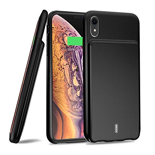 Product Cover Battery Case for iPhone XR, Slim Protective Charger Case for iPhone XR Extended Battery Case, 5000mAh Rechargeable Charging Case Compatible with iPhone XR (Black)