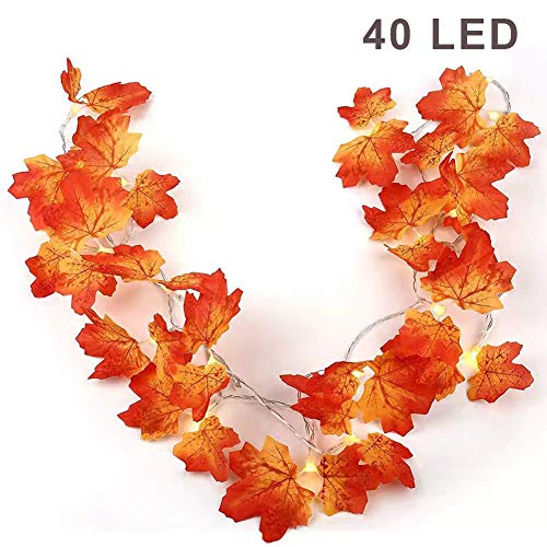 Product Cover Twinkle Star Thanksgiving Decoration Fall Lights, 2 Pack Maple Leaves String Lights, Each Strings with 20 LED 11 FT Battery Operated Light, Decor for Indoor, Halloween, Autumn Harvest Festival