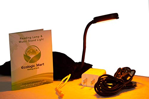 Product Cover Amber Book Light No Blue Light, Read and Sleep Like a Baby - Anti-Blue Light Glasses are Not Needed - Charger, Extra Long Cable and Bag Included - 1200mAh Rechargeable Battery by Ecologic Mart.