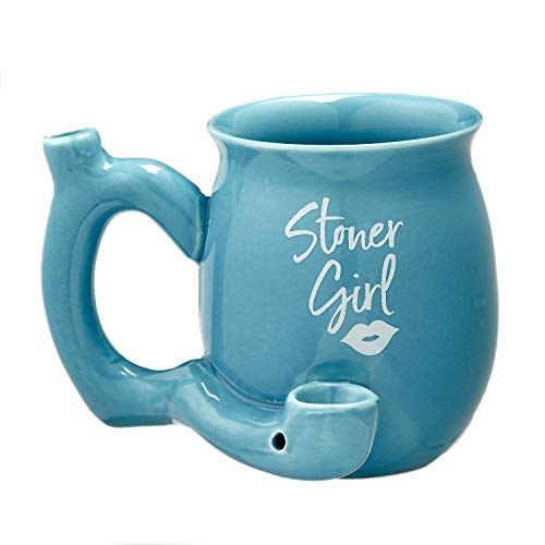 Product Cover Roast And Toast Stoner Girl Mug With White Imprint 11 Ounces (Blue)