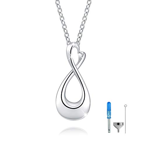 Product Cover FREECO S925 Sterling Silver Infinity Cremation Jewelry Urn Pendant Necklace Ashes Keepsake Necklaces for Women - Forever Stay with Me