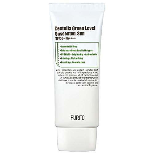 Product Cover PURITO Centella Green Level Unscented Sun SPF50+ PA++++ 60ml / 2 fl.oz EWG All Green Ingredients, 100%, Cica care, UVA1,2 UVB, Broad spectrum,Lightweight,Sensitive skin,essential oil free