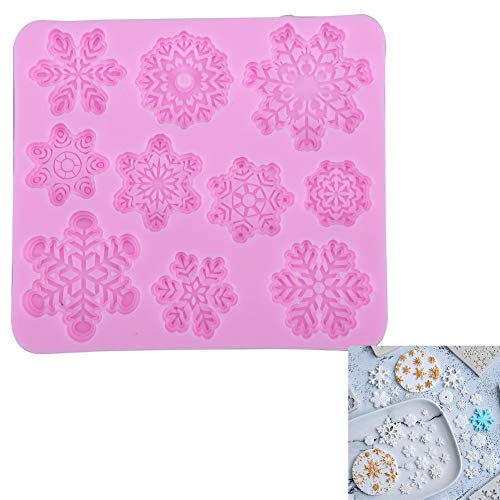 Product Cover Baking Funny 3D Snowflake Fondant Mold Silicone Mold for Cake Cupcake Decoration 10 Small Sizes