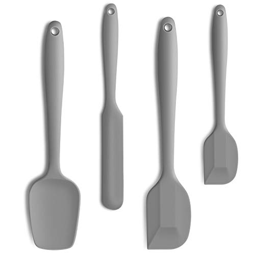 Product Cover 4 Piece Silicone Spatula Set, Flexible Heat Resistant Non-scratch Baking Cooking Rubber Spatulas with Stainless Steel Core, Gray