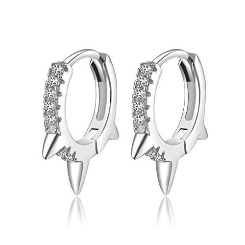 Product Cover Spike Huggie Hoop Earrings, 14k Gold Plated Sterling Silver Small Geometric Earrings for Women