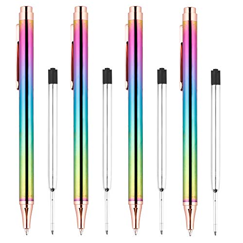Product Cover Ballpoint Pens, Luxury Rainbow Click Metal Pen Black Ink Pens 0.7 mm for Desk Office Accessories