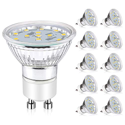 Product Cover Ascher GU10 LED Light Bulbs, 50W Halogen Bulbs Equivalent, 4W, 400 Lumens, Non-Dimmable, 5000K Daylight White,120° Beam Angle, LED Bulbs for Recessed Track Lighting, GU10 Base, Pack of 10