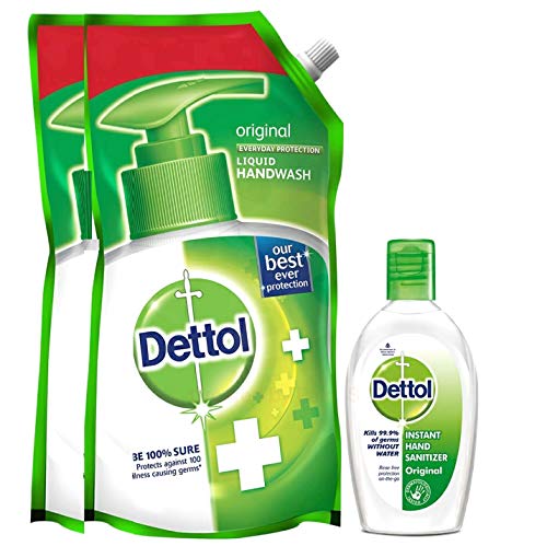 Product Cover Dettol Liquid Hand wash Refill, Original + Instant Hand Sanitizer, Original - 1500 ml + 50 ml