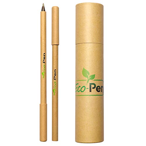 Product Cover Eco Pen Eco-friendly Pen Set Made from Biodegradable Recycled Cardboard, 0.5mm Medium Ballpoint, Black Ink, Great Gift Pens For School, Office And Home (12 Count)