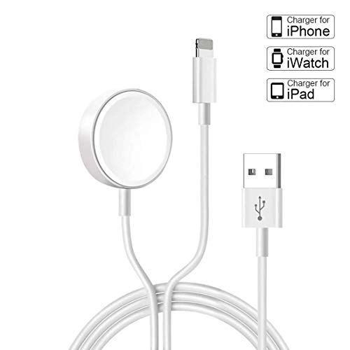 Product Cover iPhone Charger Compatible with iWatch Charger, 2 in 1 Portable Wireless Watch Charger Apply for iWatch Charging Cable for iWatch Series 5/4/3/2/1 & iPhone 11/XR/XS/MAX/X & iPad Mini 5/4/3/2/1