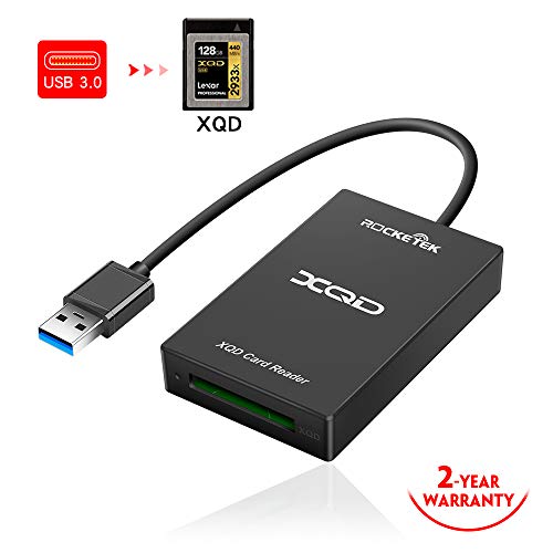 Product Cover 【Upgraded Version】 XQD Card Reader, Rocketek XQD Reader Compatible with Sony G/M Series USB Mark XQD Card, Lexar 2933x/1400x USB Mark XQD Card for Windows/Mac OS. USB 3.0 XQD Memory Card Reader