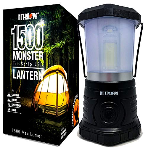 Product Cover Internova Monster LED Camping Lantern - Battery Powered - Massive Brightness - Perfect for Hurricane - Camp - Emergency Kit (Black 1500 Lumen)