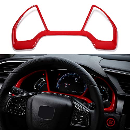 Product Cover Thenice for 10th Gen Civic Dash Board Instrument Panel Dial Dashboard Trim Cover Frame ABS Decal Interior Moulding Accessories for Honda Civic 2020 2019 2018 2017 2016 -Red