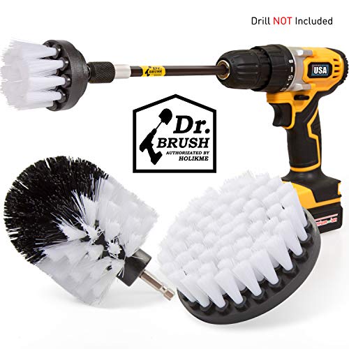 Product Cover Holikme 4Pack Drill Brush Power Scrubber Cleaning Brush Extended Long Attachment Set All Purpose Drill Scrub Brushes Kit for Grout, Floor, Tub, Shower, Tile, Bathroom and Kitchen Surface White