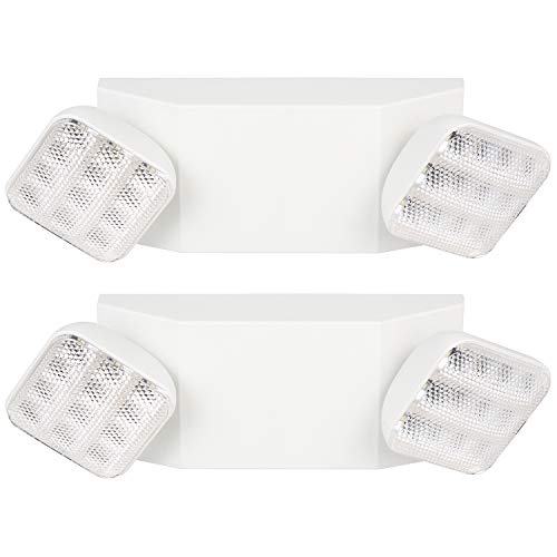 Product Cover Hykolity Two Head Emergency Light， Adjustable Integrated LED Wall Mount White with Battery Back-up - 2 Pack