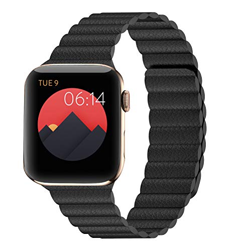 Product Cover Compatible with Apple Watch Band 40mm 38mm Color Onyx -Enhanced Adjustable Leather Strap with Magnetic Closure System for iWatch Series 4/3/2/1