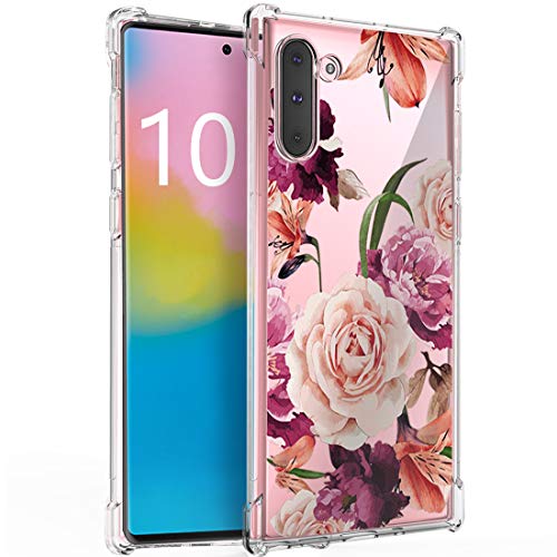 Product Cover Osophter for Samsung Galaxy Note 10 Case Flower Floral Thin Full-Body Protective Girls Woman Phone Cover for Galaxy Note 10(Purple Flower)
