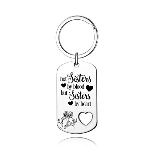 Product Cover Best Friend Keychain, BFF Keychain ,Not Sisters by Blood But Sisters by Heart Keychain for Sisters, Best Friend Gifts