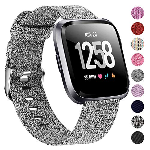 Product Cover Welltin Bands Compatible with Fitbit Versa/Fitbit Versa 2/Fitbit Versa Lite for Women Men, Breathable Woven Fabric Strap, Quick Release, Adjustable Replacement Wristband for Fitbit Versa Smart Watch