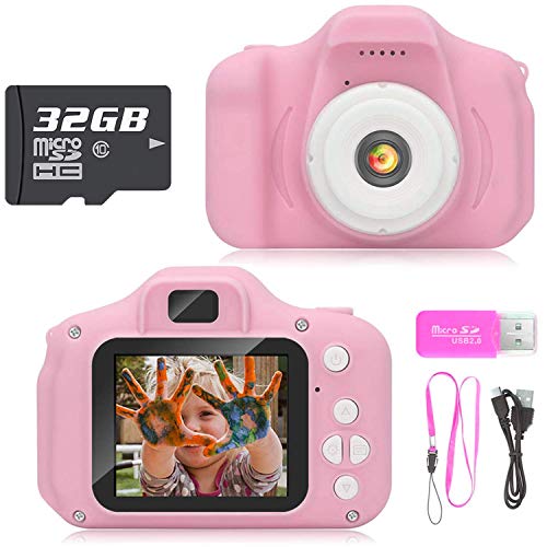 Product Cover Hachi's Choice Gift Kids Camera Toys for 3-9 Year Old Girls, Compact Cameras for Children,Best Birthday Festival Gift for 4-8 Year Old Girl,Pink(32G SD Card Included)