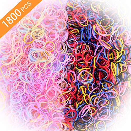 Product Cover Toddlers Hair Ties for Kids Girls Baby Elastic Mini Hair Bands 1800pcs No Damage Hair Rubber Bands Multi Candy&Deep Color Hair Holder (Jelly colors + Deep colors)