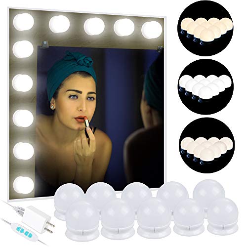 Product Cover Anpro 3m LED Vanity Mirror Lights Kit, Makeup Lights with 10 Dimmable Light Bulbs, Three Light Cot Color Modes can be Adjusted, Perfect for Makeup Mirrors, Bathroom Lighting (Mirrors are not Included)