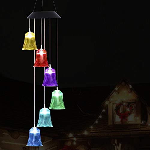Product Cover xxschy LED Lights Solar Wind Chimes Outdoor - Waterproof Solar Powered LED Changing Light Color 6 Lights Mobile Romantic Wind-Bell for Home, Party, Festival Decor, Night Garden Decoration