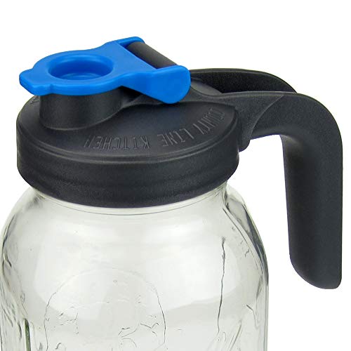 Product Cover Pour and Store! Wide Mouth Mason Jar Flip Cap Lid With Handle by County Line Kitchen with Airtight, Leak-Proof Seal and Innovative Flip Cap - Lid Only - Wide Mouth