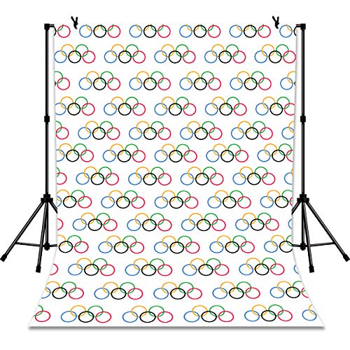 Product Cover LYLYCTY 5x7ft Olympic Backdrop Video Live TV Banner Background for Sports Theme Party Decoration Photograph Background Photo Studio Props LYZY0829