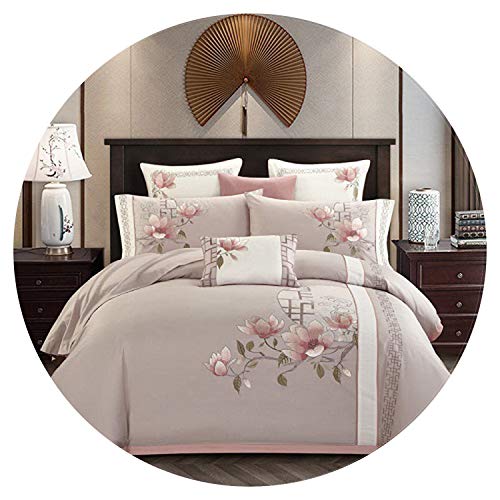 Product Cover Egyptian Cotton Classical Bedding Set Queen King Size Embroidery Bed Set Bed Sheet Set Rubber Fitted Sheet,Bedding Set 3,Queen Size 4pcs,Flat Sheet Style
