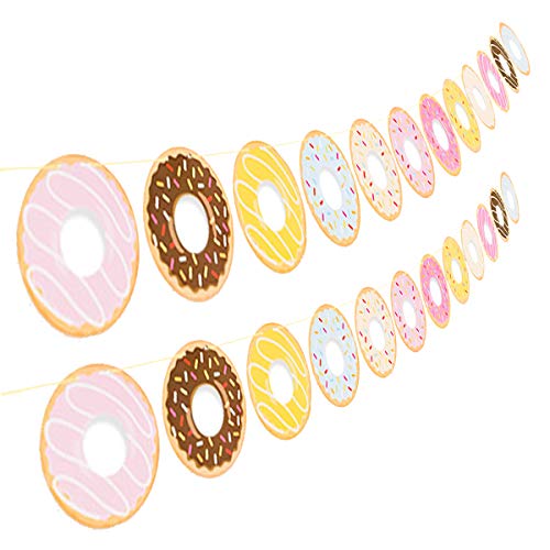 Product Cover 2PCS Donut Party Supplies Party Banners - Donut Food Theme Party/Tea Party Decorations - Doughnut Baby Shower/Birthday Party Garland Wall Decorations Photo Props